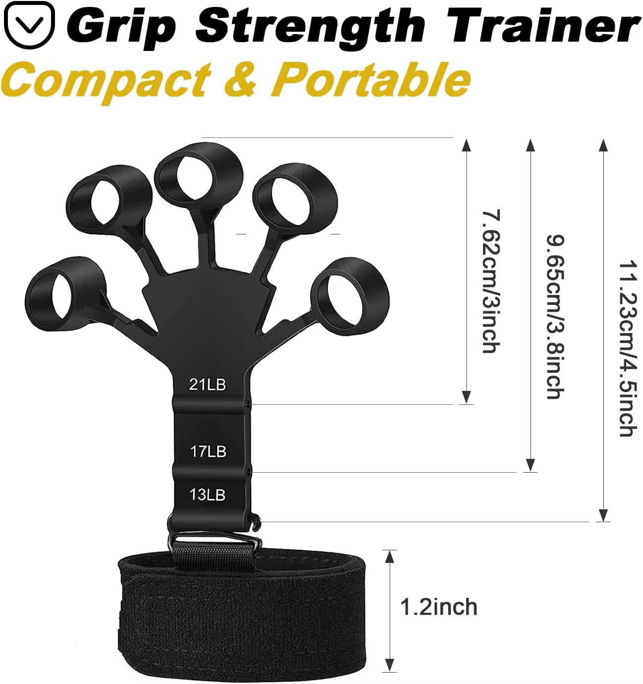 Grip Strength Trainer Finger Hand Exerciser Strengthener Wrist Training with 6 Resistant Level Finger Flexion Extension