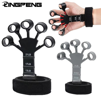 Grip Strength Trainer Finger Hand Exerciser Strengthener Wrist Training with 6 Resistant Level Finger Flexion Extension